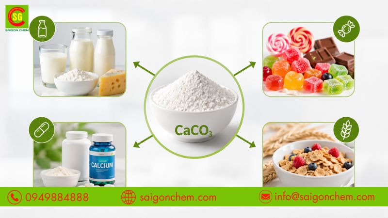 Calcium Carbonate caco3 c&oacute; nhiều c&ocirc;ng dụng trong thực phẩm